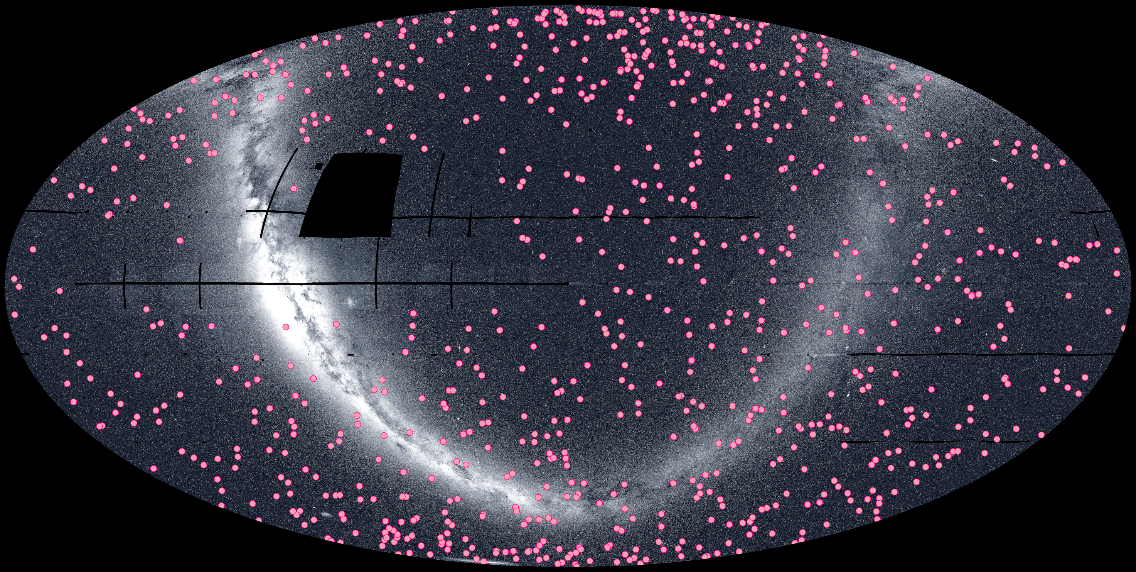 Confirmed TESS exoplanets plotted on an all-sky map.